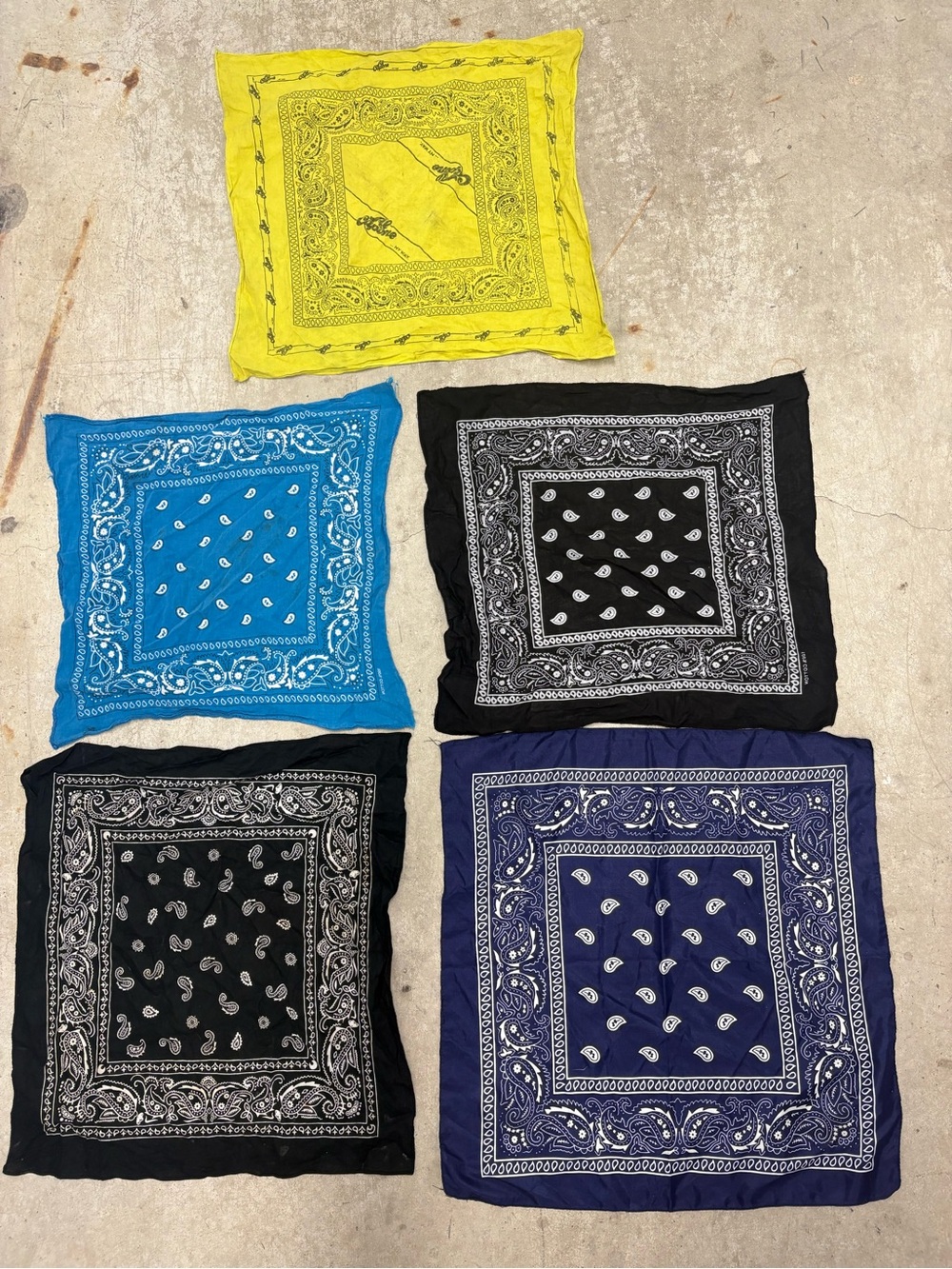 Vibrant And Detailed Set Of 5 Handkerchiefs Scarves